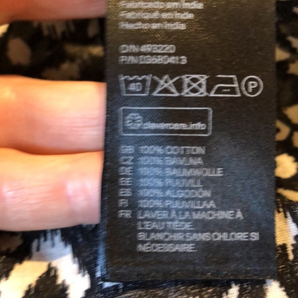 H&M cotton lightweight geometric pattern long sleeve Chinese collar 3/4 button 8 - Picture 8 of 9